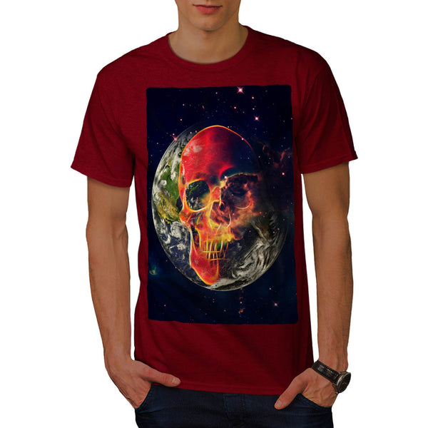 Cosmic Earth Skull Mens T-Shirt