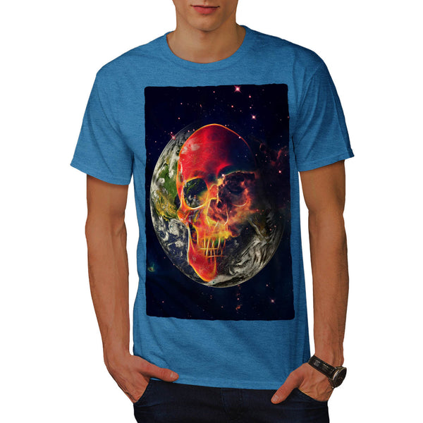 Cosmic Earth Skull Mens T-Shirt