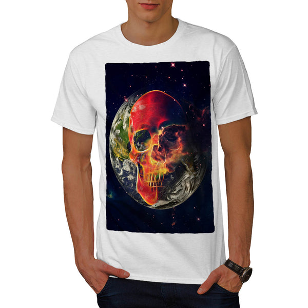 Cosmic Earth Skull Mens T-Shirt