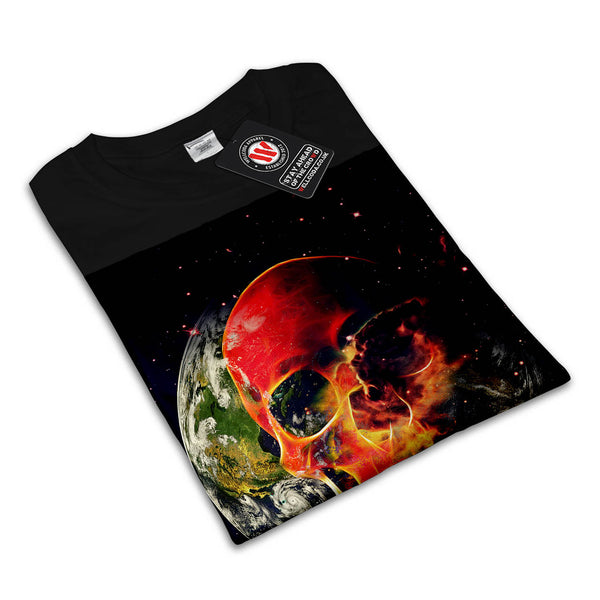 Cosmic Earth Skull Womens T-Shirt