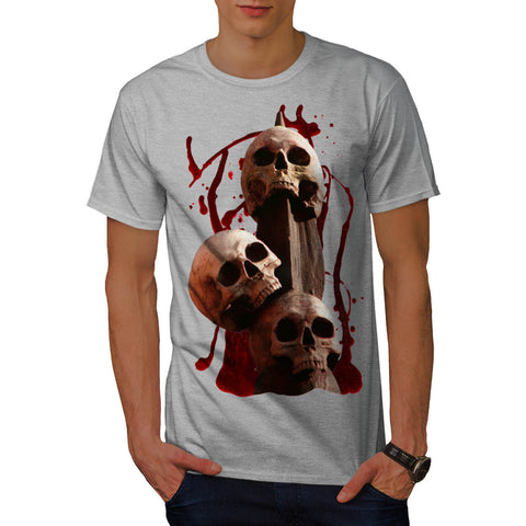 Scary Skull Stake Mens T-Shirt