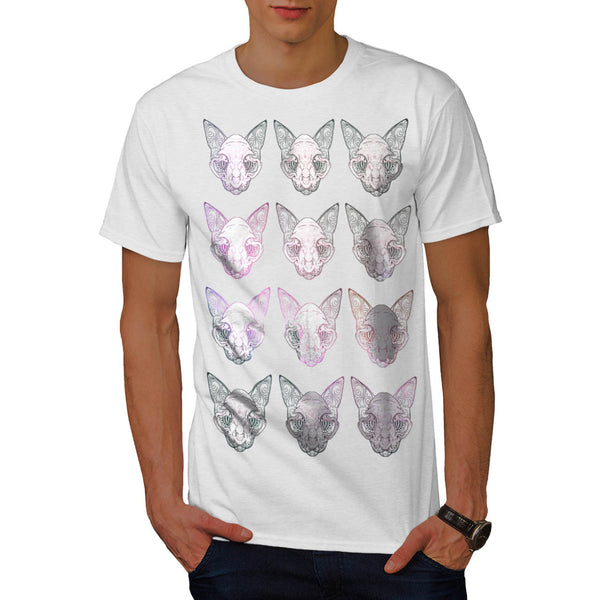 Cat Face Ornament Mens T-Shirt