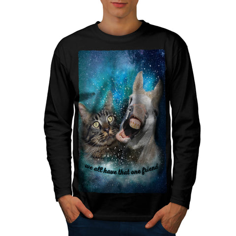 Donkey Cat Friend Mens Long Sleeve T-Shirt