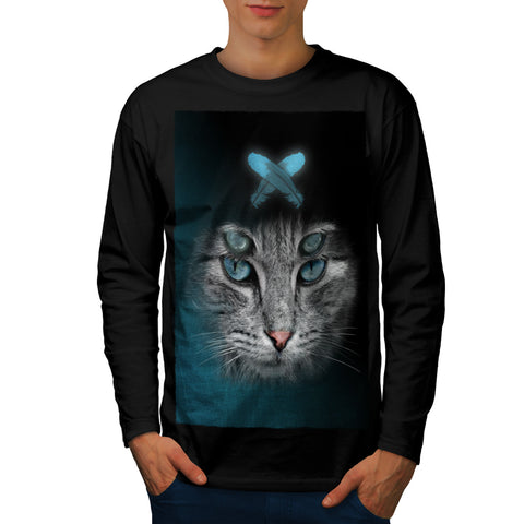 Monster Eye Cat Mens Long Sleeve T-Shirt