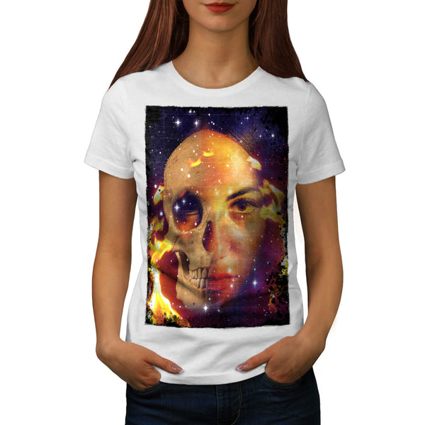 Skull Angel Flames Womens T-Shirt