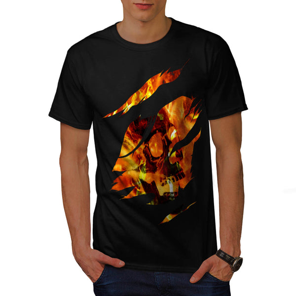 Burning Skull Face Mens T-Shirt