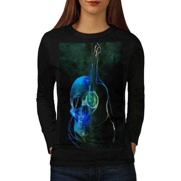 Skull Concert Glow Womens Long Sleeve T-Shirt