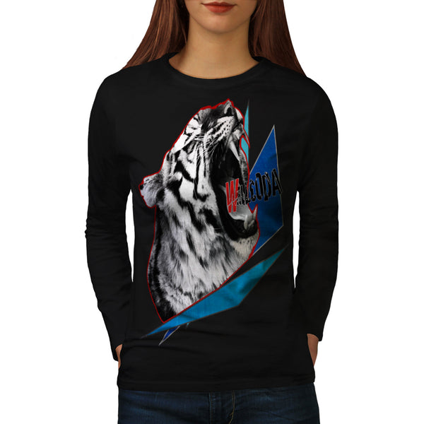 Roaring Tiger Head Womens Long Sleeve T-Shirt