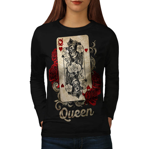 Gamble Card Queen Womens Long Sleeve T-Shirt