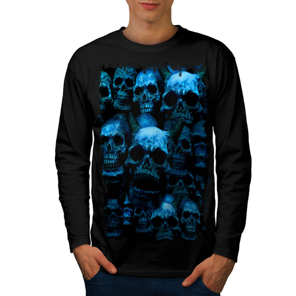 Skull Hipster Glow Mens Long Sleeve T-Shirt