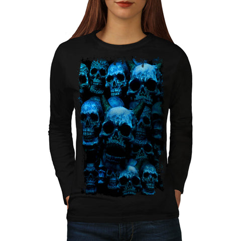 Skull Hipster Glow Womens Long Sleeve T-Shirt