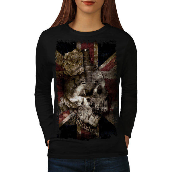 Skull Warrior Head Womens Long Sleeve T-Shirt