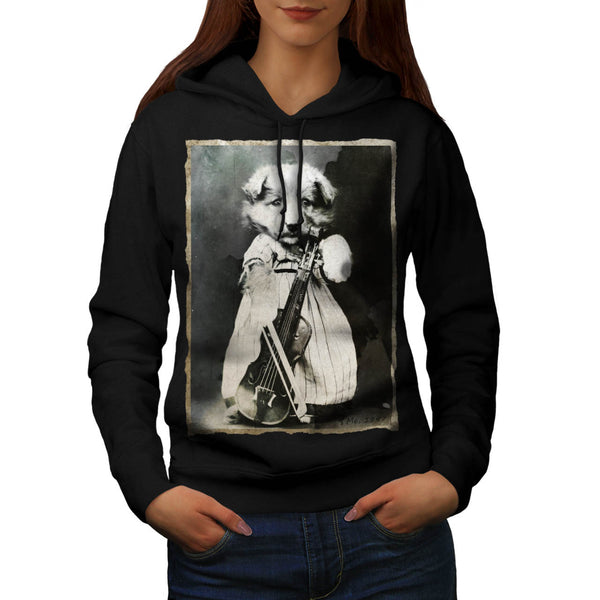 Vintage Dog Violin Womens Hoodie