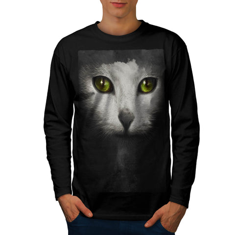 Cute Kitten Face Mens Long Sleeve T-Shirt