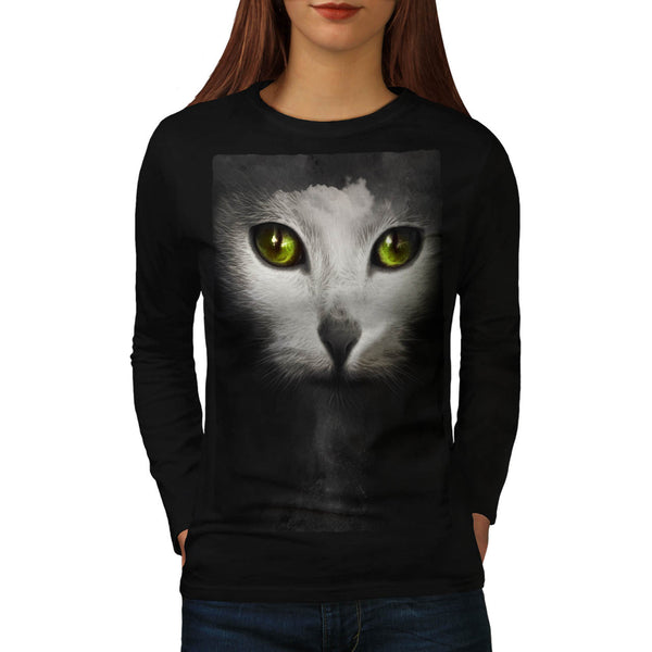 Cute Kitten Face Womens Long Sleeve T-Shirt