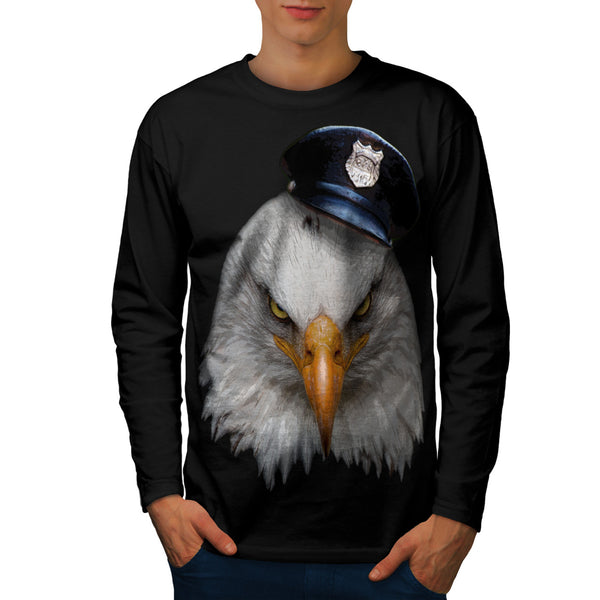 Eagle Cop Hat Head Mens Long Sleeve T-Shirt