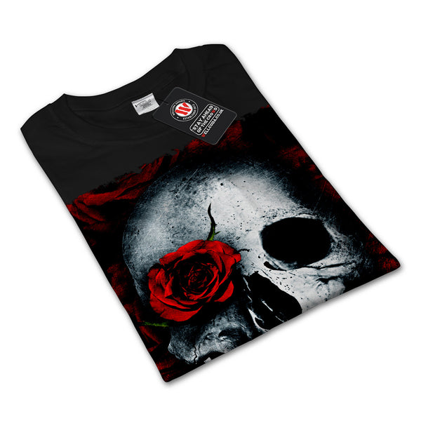 Skull Flower Rose Womens Long Sleeve T-Shirt