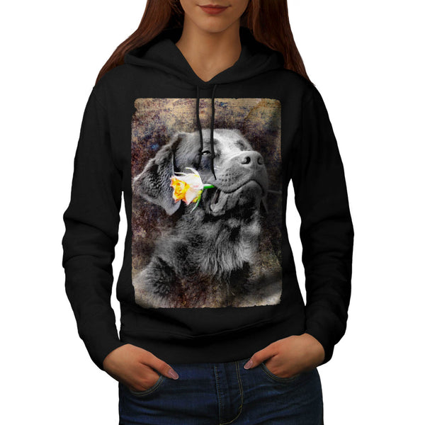 Happy Dog Flower Womens Hoodie