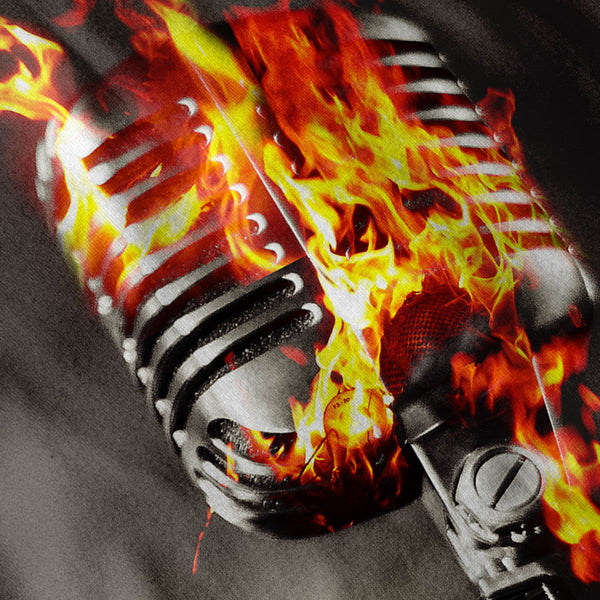 Microphone Fire Burn Mens Hoodie