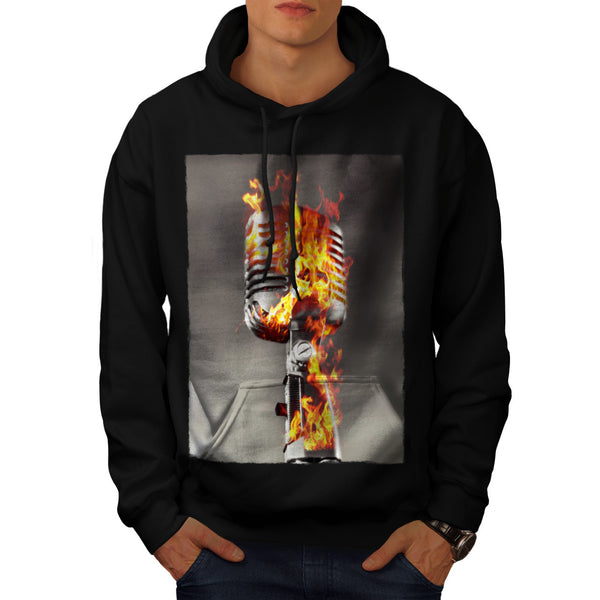 Microphone Fire Burn Mens Hoodie