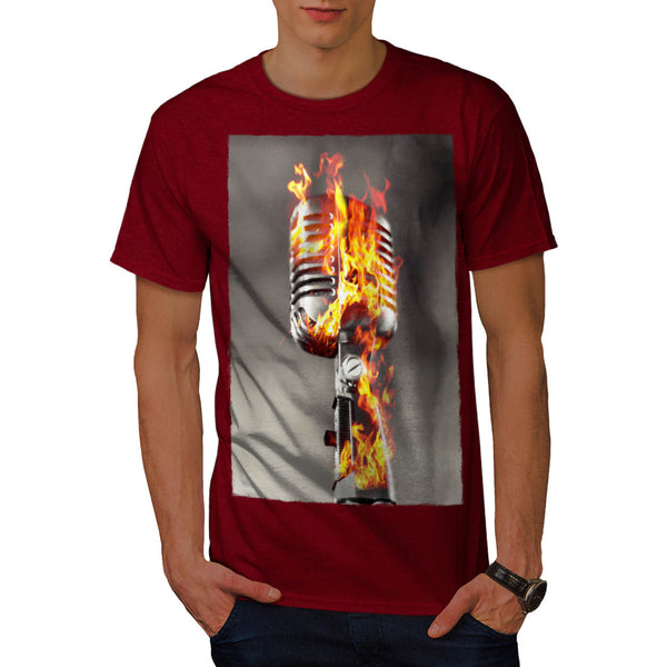 Microphone Fire Burn Mens T-Shirt