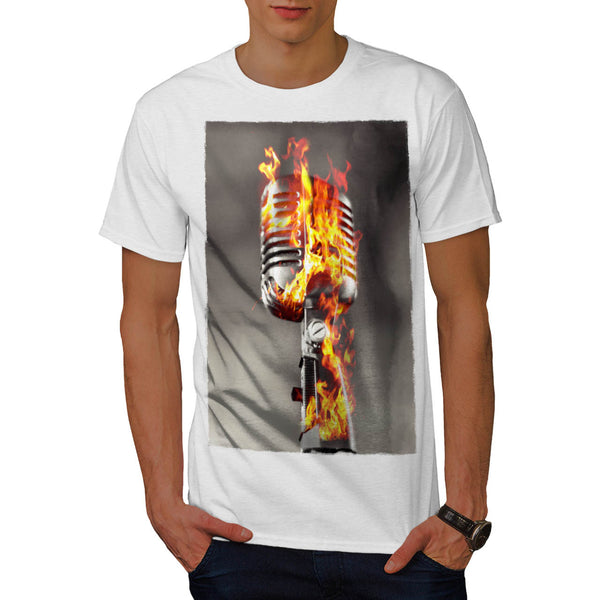 Microphone Fire Burn Mens T-Shirt