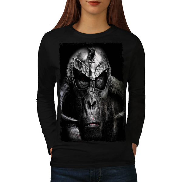 Monkey Ape Warrior Womens Long Sleeve T-Shirt