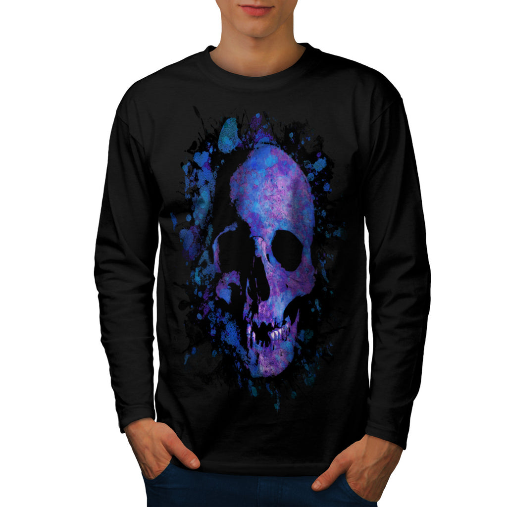Skull Sugar Glow Art Mens Long Sleeve T-Shirt