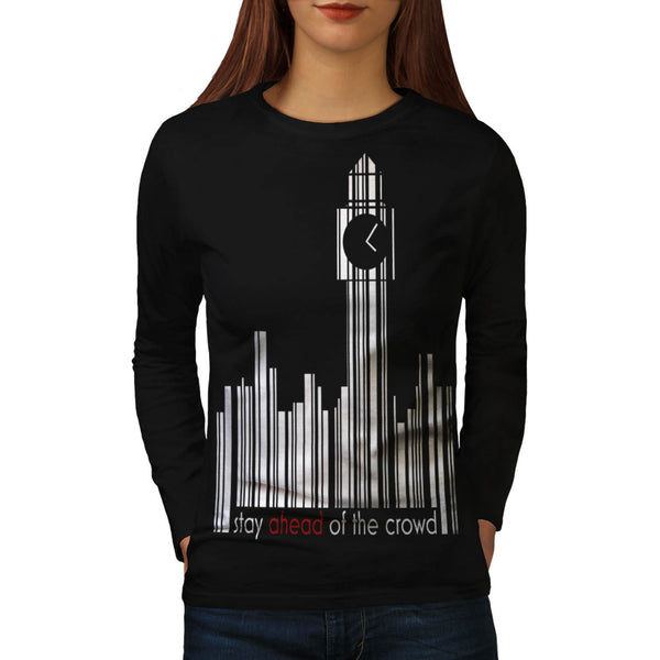 Barcode Clock Tower Womens Long Sleeve T-Shirt