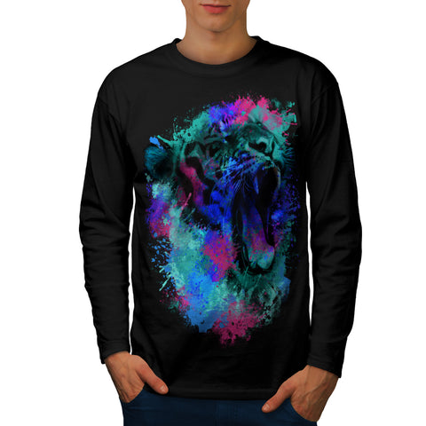 Screaming Tiger Face Mens Long Sleeve T-Shirt