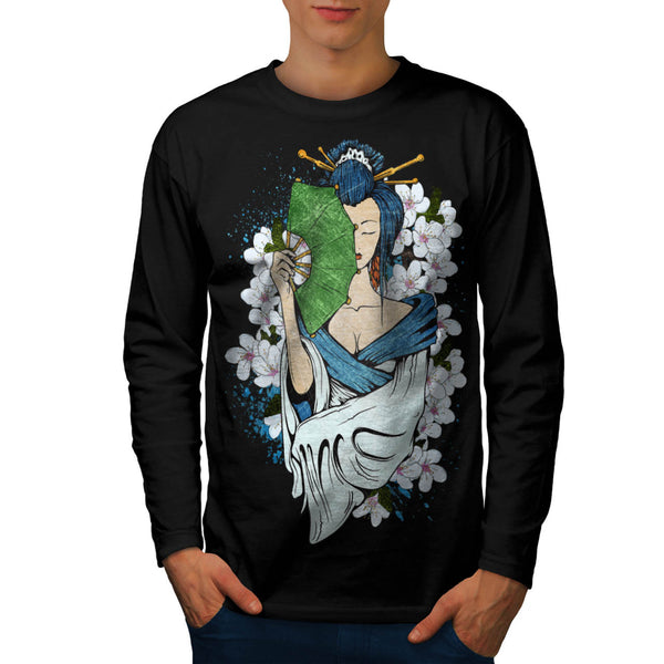 Japanese Geisha Mens Long Sleeve T-Shirt