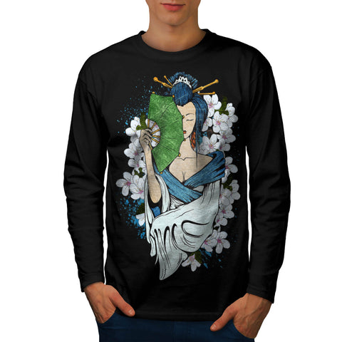 Japanese Geisha Mens Long Sleeve T-Shirt