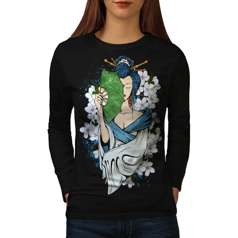 Japanese Geisha Womens Long Sleeve T-Shirt