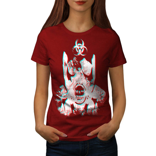 Biohazard Skull Head Womens T-Shirt