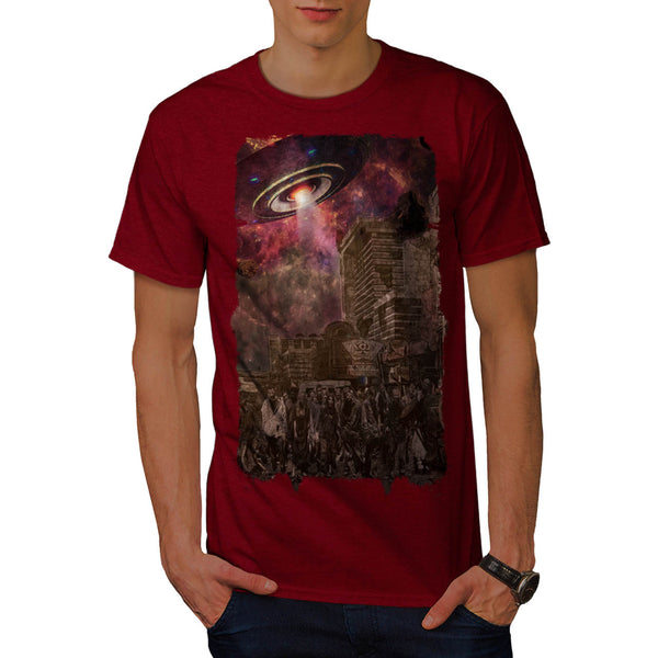 Zombie Alien Town Mens T-Shirt