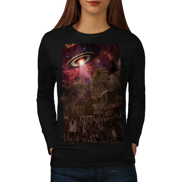 Zombie Alien Town Womens Long Sleeve T-Shirt
