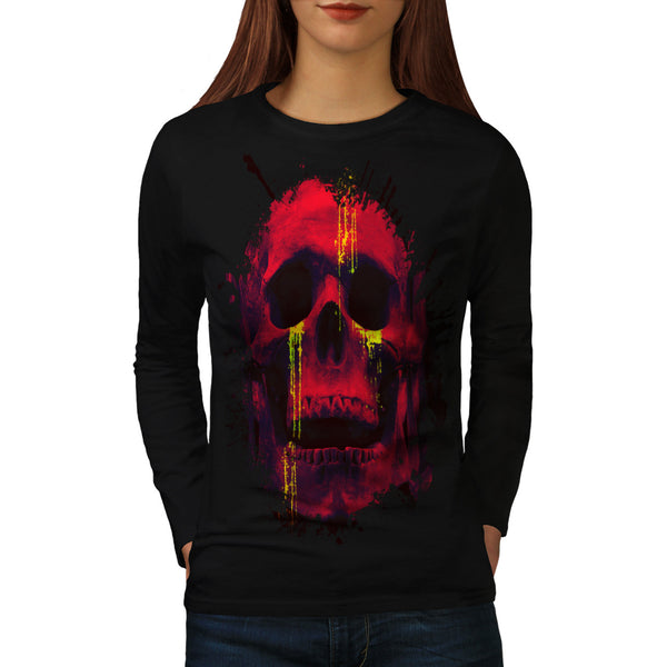 Skull Head Blood Art Womens Long Sleeve T-Shirt