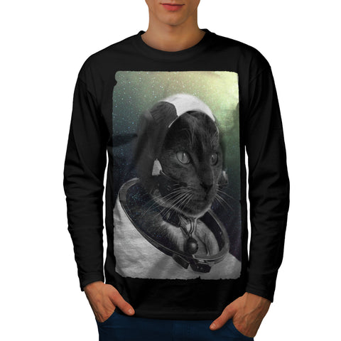 Galaxy Cat Pilot Mens Long Sleeve T-Shirt