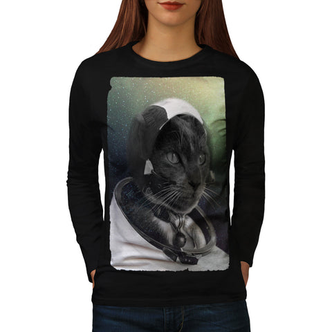 Galaxy Cat Pilot Womens Long Sleeve T-Shirt