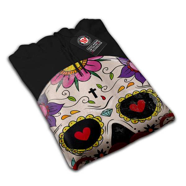 Moustache Skull Face Womens Hoodie