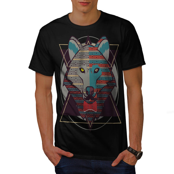 Hipster Wolf Head Mens T-Shirt