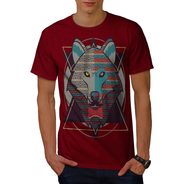 Hipster Wolf Head Mens T-Shirt