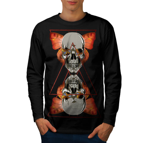 Skull Horror Eyes Mens Long Sleeve T-Shirt