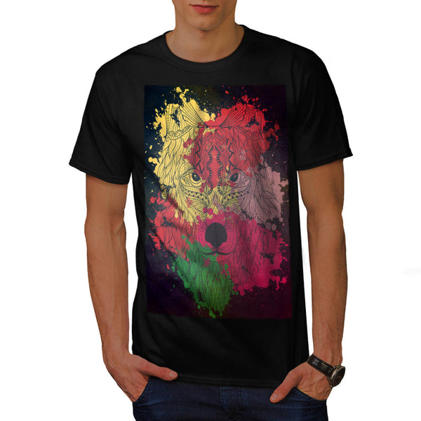 Colourful Wolf Head Mens T-Shirt