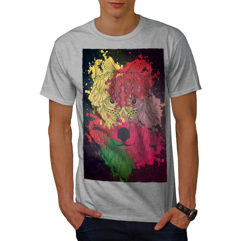 Colourful Wolf Head Mens T-Shirt