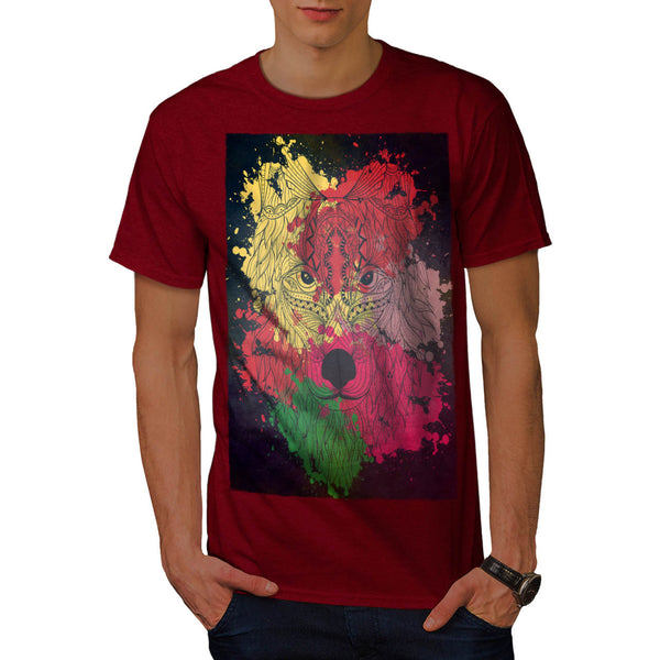 Colourful Wolf Head Mens T-Shirt