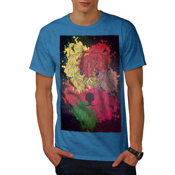 Colourful Wolf Head Mens T-Shirt