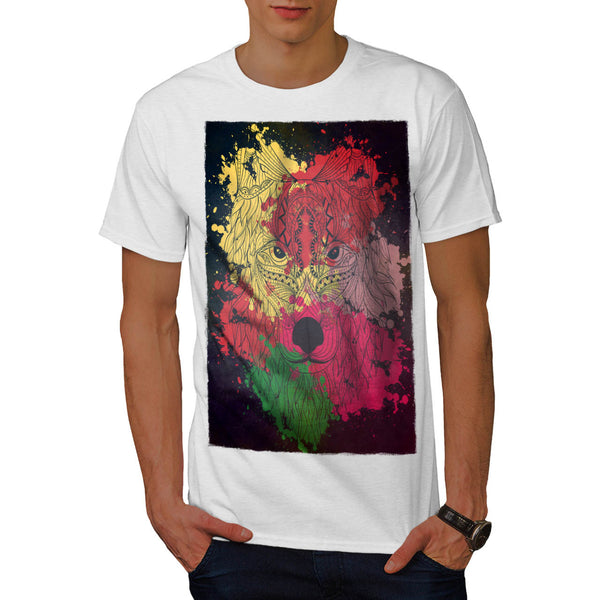 Colourful Wolf Head Mens T-Shirt