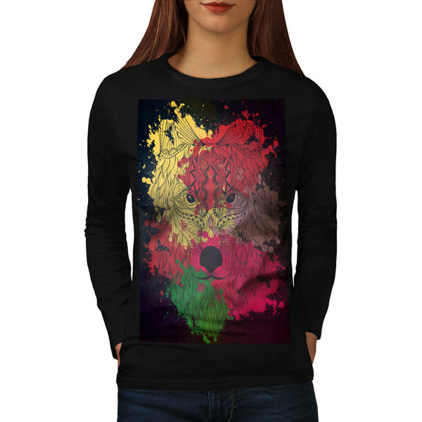 Colourful Wolf Head Womens Long Sleeve T-Shirt