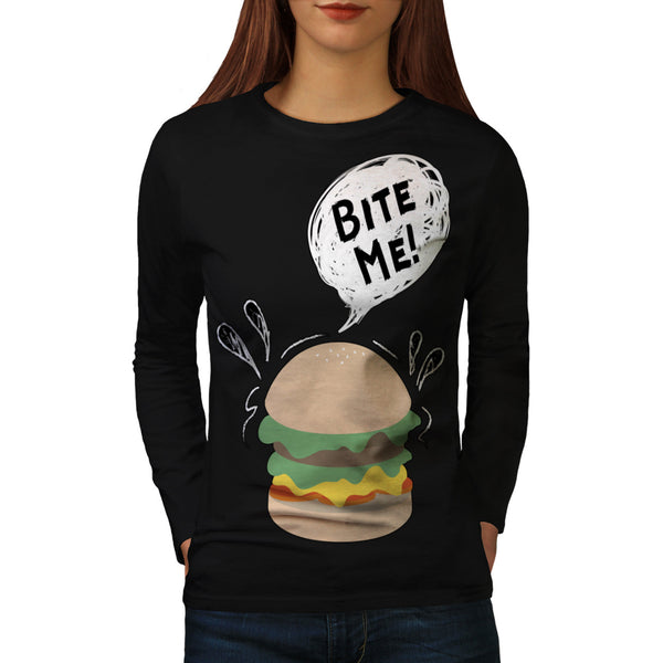Bite Me Hungry Fun Womens Long Sleeve T-Shirt